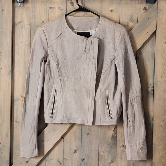 Veda Distressed Leather Moto Jack Size Large - Picture 2 of 12